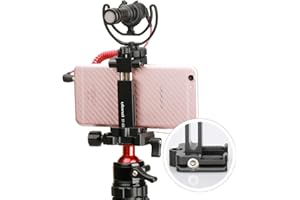 Ulanzi ST-03 Metal Smart Phone Tripod Mount with Cold Shoe Mount and Arca-Style Quick Release Plate for iPhone Xs Xs Max X 8 7 Plus Samsung,Cell Phone Tripod Holder Clip Adapter for Joby GorillaPod