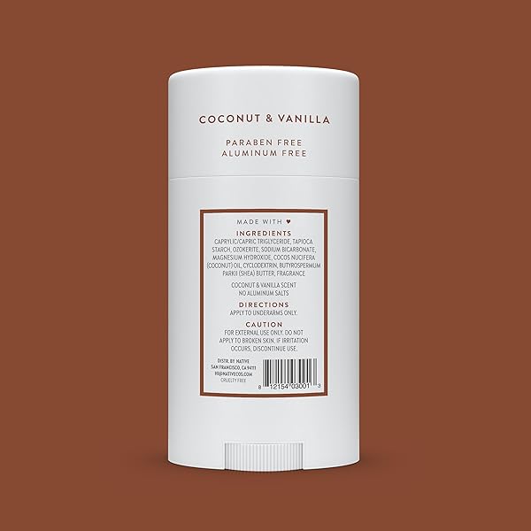 NATIVE DEODORANT CONTAINS NATURALLY DERIVED INGREDIENTS, 72 HOUR ODOR CONTROL | DEODORANT FOR WOMEN AND MEN, ALUMINUM FREE WITH BAKING SODA, COCONUT OIL AND SHEA BUTTER | COCONUT & VANILLA