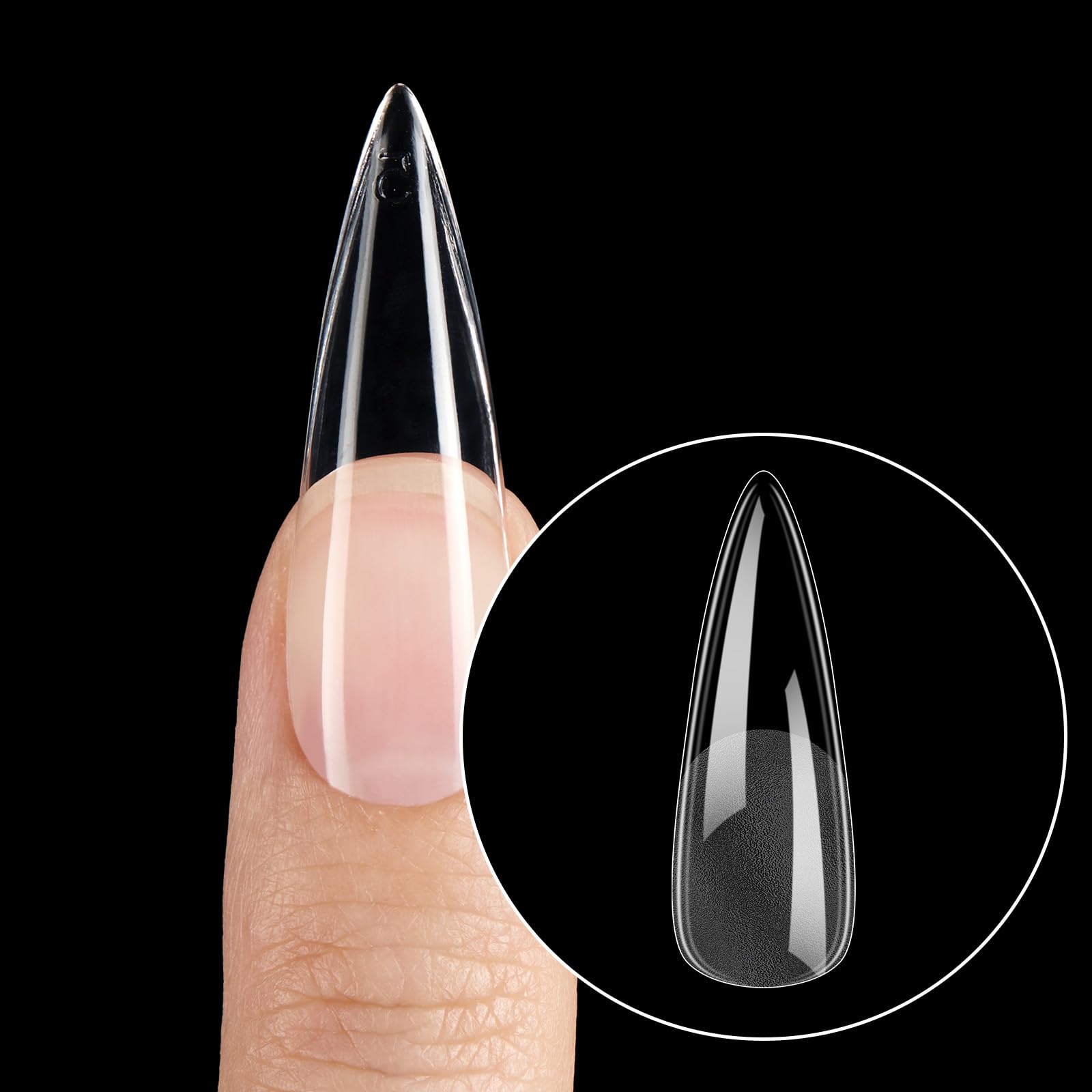 Beetles Stiletto Medium Nail Tips, 288 Pcs Pre-Shaped Etch X Nail Tips Fake Nails Soft Gel Nail Extension Acrylic Tips, Soak Off LED Nail DIY Salon at Home Gifts for Women - Image 8