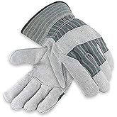 Galeton Heavy Shoulder Leather Palm Gloves Safety Cuff Green Stripe 12 Pack 2114, 2x-large