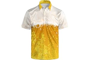 wunjqen Golf Polos for Men Funny Moisture Wicking Golf Shirts Performance Quick-Dry Polo Shirts Short Sleeve