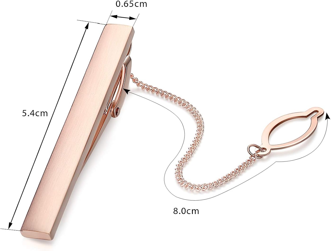 HONEY BEAR Mens Tie Clip Bar with Chain - Normal Size Stainless Steel for Business Wedding Gift,5.4cm (Rose Gold) - Image 3