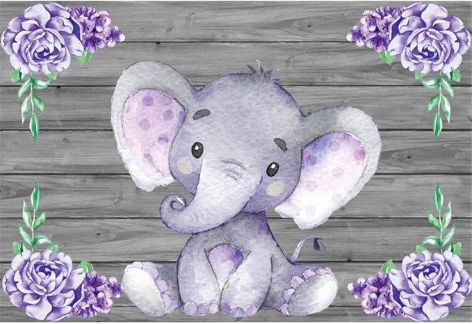 purple elephant baby shower cake