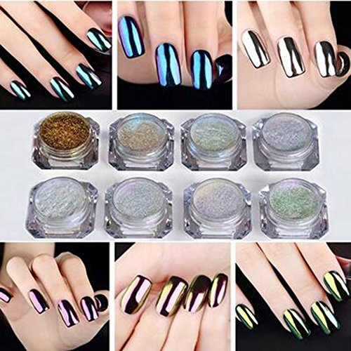 UPC 794168032279, NICOLE DIARY 8 Pcs Set Chameleon Shinning Mirror Nail Glitter Powder Chrome Nail Powder Pigment Gorgeous Glitters