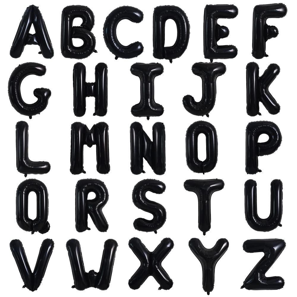 Photo 1 of TONIFUL 52 Pieces 16 Inch Black Letter A-Z Balloons,Custom Phrase Mylar Foil Alphabet Letter DIY Personalized Phrase Banner for Birthday Anniversary Celebration Graduation Party Halloween New Year