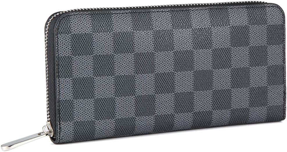 Miracle Checkered Zip Around Wallet | RFID Blocking | Phone Clutch/Card Holder/Organizer for Men Women | PU Vegan Leather
