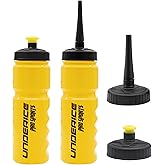 UICE Hockey Water Bottle 25.3oz 2 Pack - Leakproof Sport Water Bottles with Short/Long Nozzle Lids for Hockey/Lacrosse/Baseball/Softball/Football/Fitness,Yellow