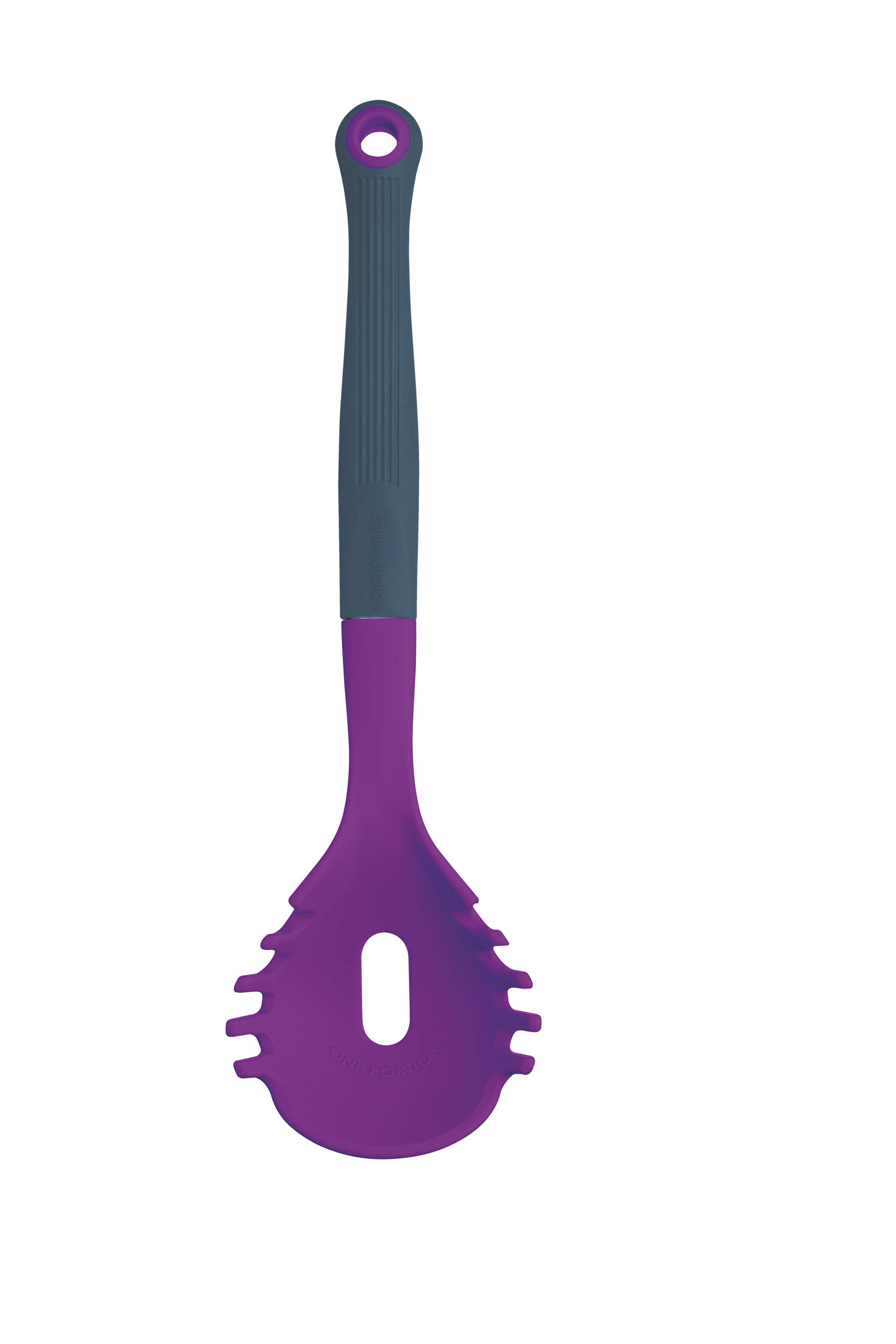 KitchenCraft Colourworks Multi Pasta Spoon / Spaghetti Measure Tool, Silicone, Plum, 28.5 cm