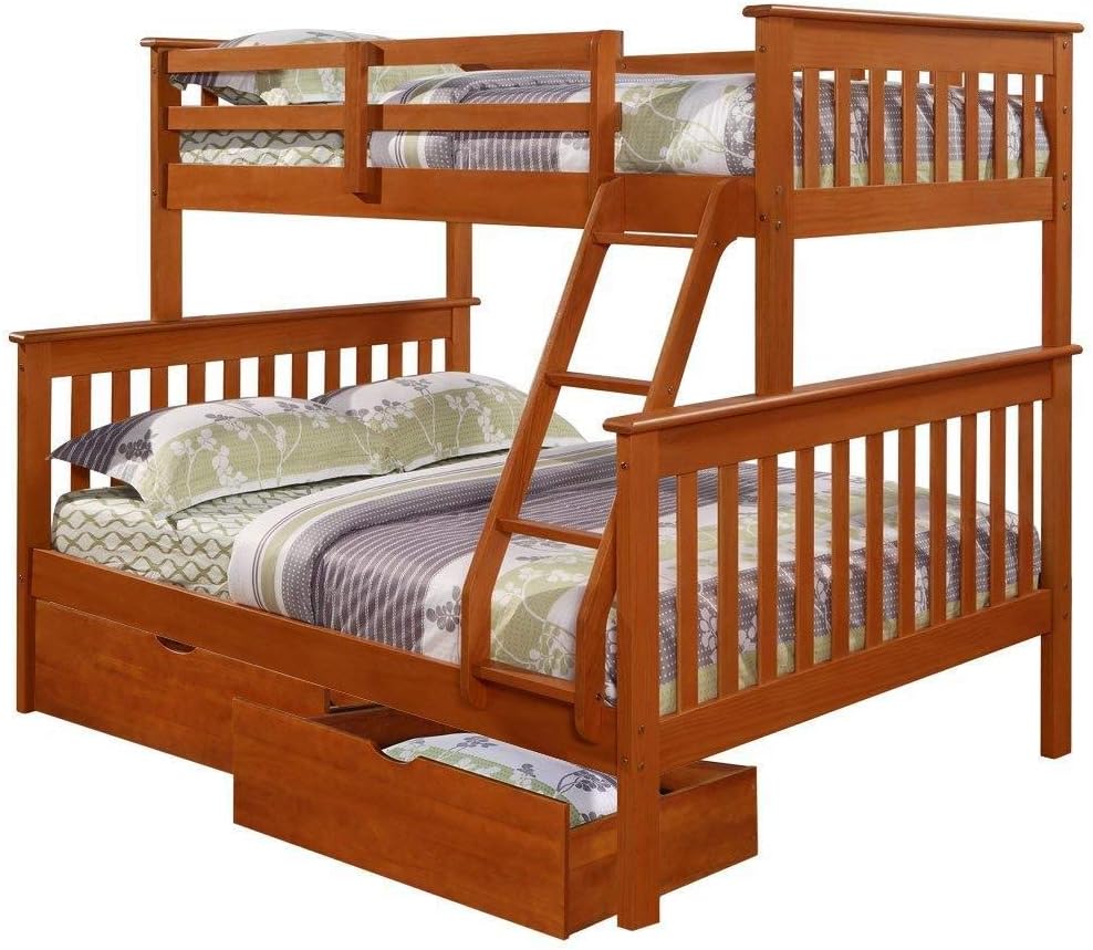 Amazon Com Donco Kids Mission Bunk Bed Light Espresso Twin Full W