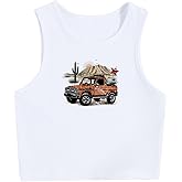RoseSeek Women's Sleeveless Ribbed Knit Tank Top Graphic Print Crew Neck Tee Shirt Casual Slim Fit Crop Tops