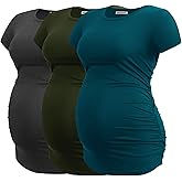 Smallshow Women's Maternity Tops Side Ruched Tunic T-Shirt Pregnancy Clothes