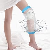 SUPERNIGHT Waterproof Knee Cast Cover for Shower, Adult PICC Line Covers for Knee, Watertight Reusable Cast Protector for Leg Surgeries Wound Bandage Black (Adult knee Blue)