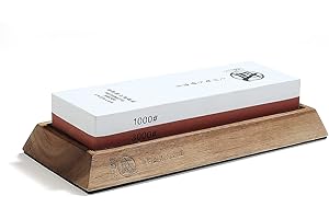 MITSUMOTO SAKARI Japanese Knife Sharpening Stone, Professional Kitchen 1000/3000 Grit 2-Side Sharpener Whetstone, Anti-Slip B