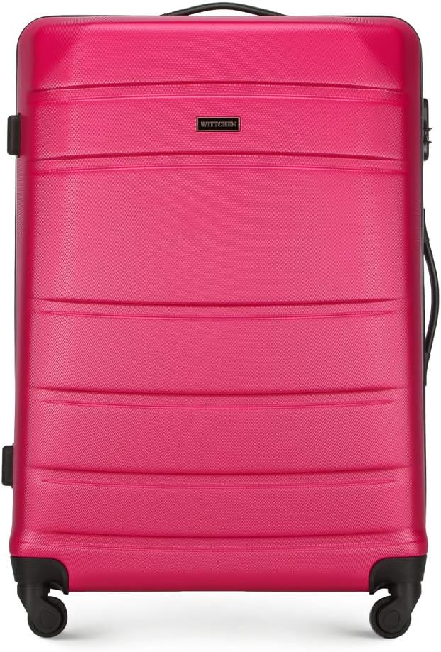WITTCHEN Travel Suitcase Carry-On Cabin Luggage Hardshell Made of ABS with 4 Spinner Wheels Combination Lock Telescopic Handle Globe Line Size Large Suitcase Pink