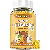 Geeoasis L-theanine 400mg Gummies, l theanine Supplement for Kids & Adults, 9 in 1 High Absorption Theanine Complex for Stress & Focus Support, Pineapple Flavor, 60 Count