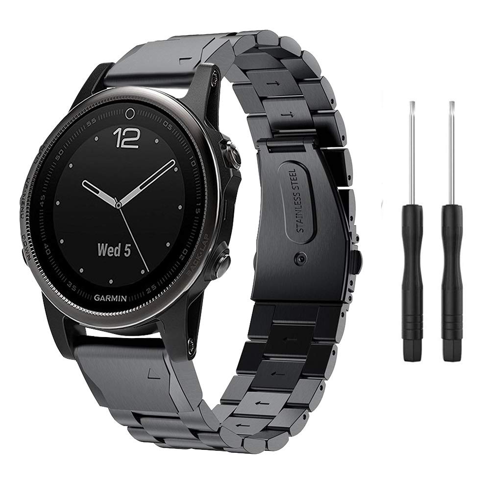 TOPsic 20mm Stainless Steel Watch Strap for Fenix 5S/6S/7S Series - Metal Accessory Band Compatible With Plus, Pro, Solar, and Sapphire Models