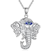 Grmdit Elephant Necklace Sterling Silver Evil Eye Pendant Animal Jewelry Gifts for Women