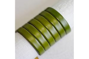 EZZO Flat Genuine Leather Cord for Bracelet Making 3/8 in. - Real Leather Strip for Jewelry, Keychain, DIY Craft Making, Watch Band, Purse Strap, 1.1 Yard (Olivine)