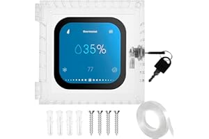 HIERTAOP Thermostat Lock Box with Key, Large Clear Thermostat Cover, Wall Mounted Acrylic Thermostat Guard Box, Thermostat Pr