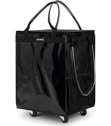 Amazon.com: (Medium, Black) Reusable Grocery Bag On Wheels