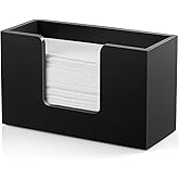Paper Towel Dispenser Countertop, Wooden Bathroom Paper Towel Holder, Black Napkin Holder for Kitchen, Countertop Multifold C-Fold, Z-Fold, Trifold Paper Hand Towel Dispenser for Bathroom Toilet