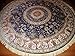 Luxury High End Shiny Silk Area Rugs Persian Silk Tabriz Design Round Shape Rugs 6x6 Circle Navy Rug Silk Traditional Rugs Low Pile Silk Rugs
