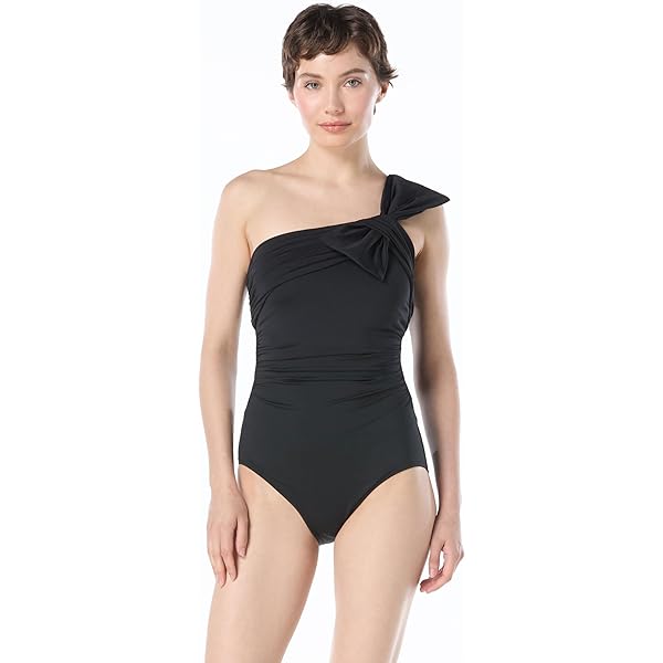 Carmen Marc Valvo Women's Twisted Tides One Shoulder Cut Out One