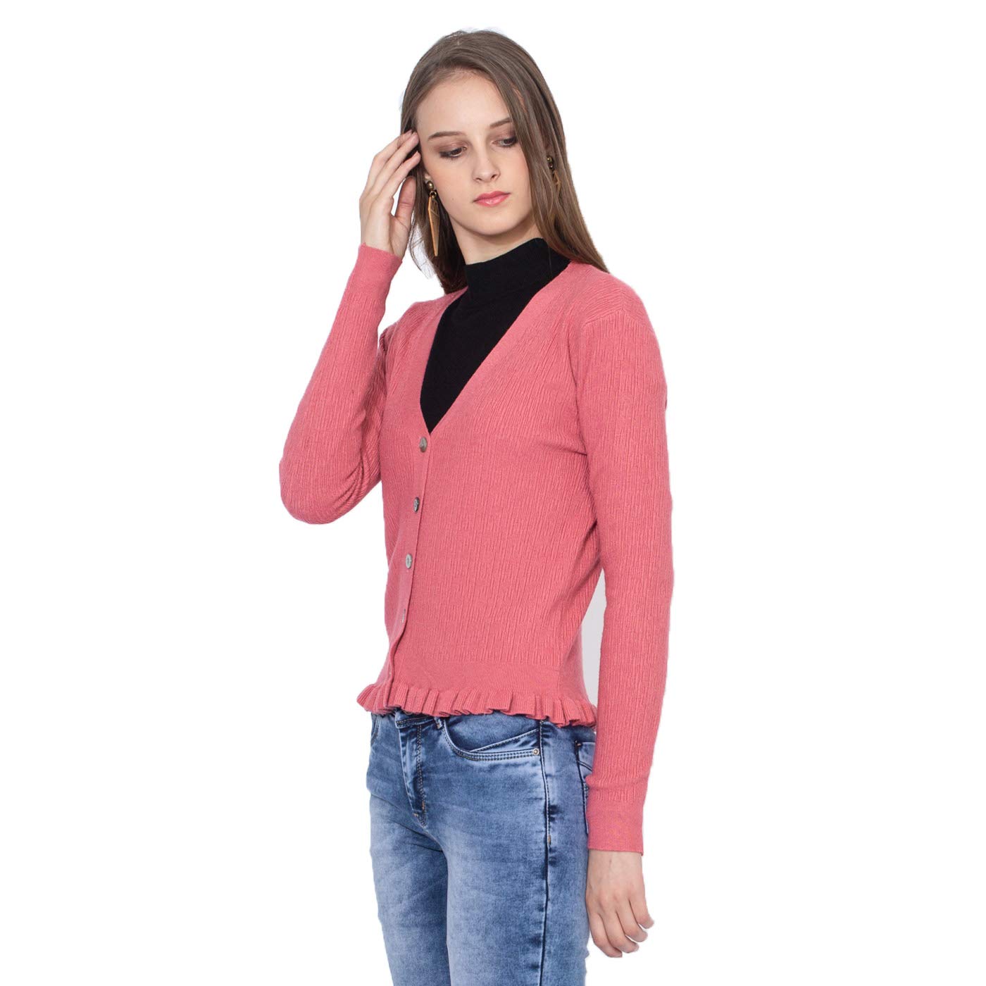 global republic knit fabric regular fit ladies cardigan