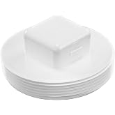 NDS 41P8 PVC S&amp;D Cleanout Plug, with 4-Inch MPT Connection, Works with 4-Inch FPT drain fittings attached to Sewer and Drain Pipe, White