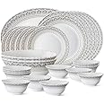 Larah by Borosil Classic Opalware Dinner Set, 27-Pieces, White