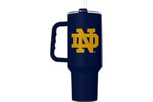 Logo Brands NCAA 40 oz Tumbler with Handle -Stainless Steel Insulated Travel Tumbler with Straw Lid – Powder Coated, Leak-Resistant, Keeps Drinks Hot/Cold – Great for Tailgating, or Everyday Use