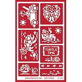 Over'N'Over Reusable Glass Etching Stencils &ndash; Durable Self-Stick Designs for Glass, Mirrors, and Ceramics with Armour Etch Cream &ndash; 5&rdquo; x 8&rdquo; Stencil Sheet - Turtle Time