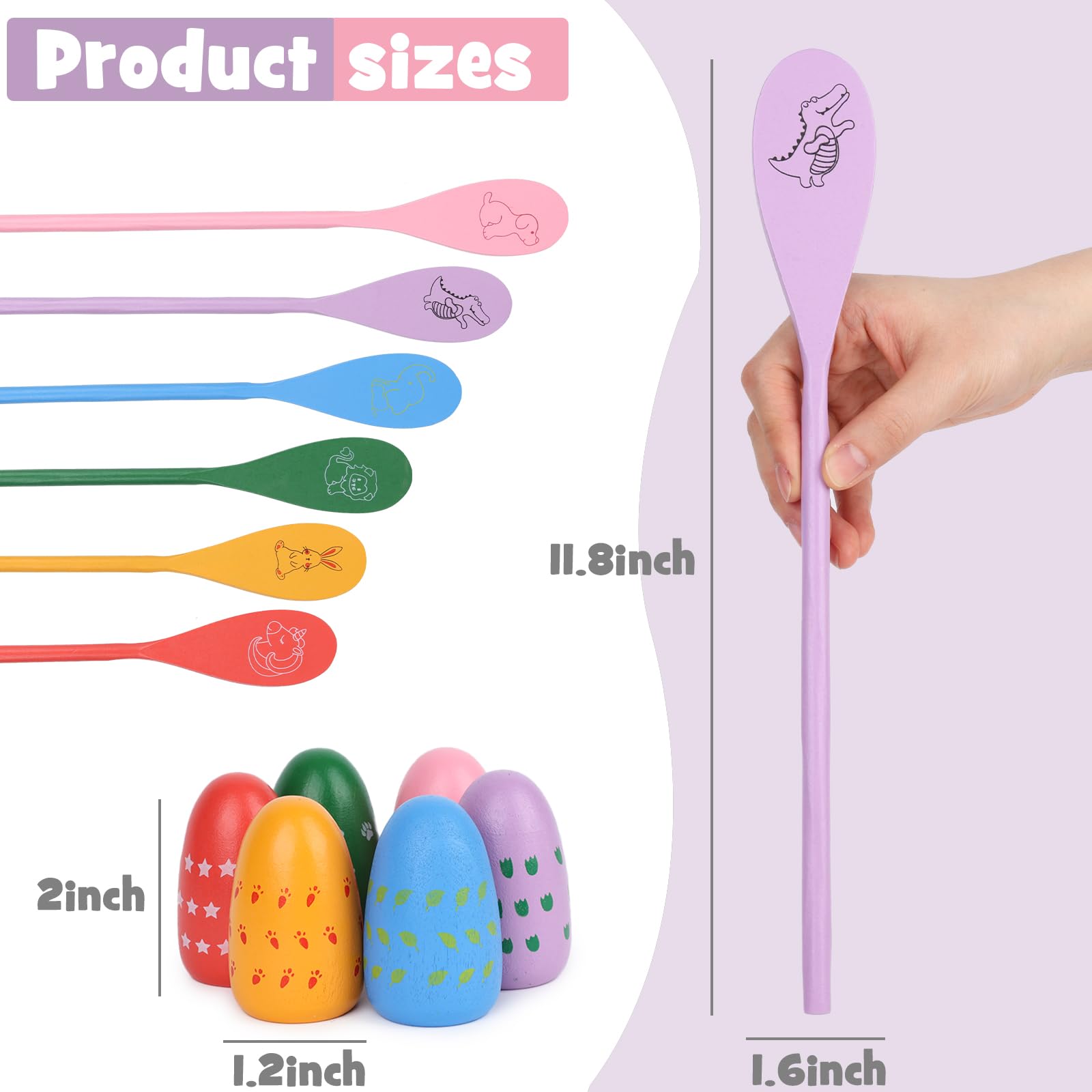 AMOR PRESENT 12PCS Egg Spoon Race Game Set, Relay Race Games Kids Egg Balance Game for Easter Eggs Hunt Game Outdoor Lawn Games