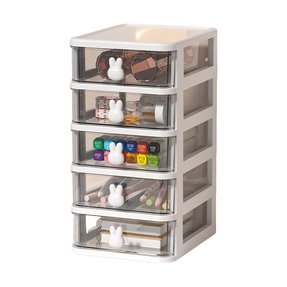 Verve Jelly Storage Chest, Plastic Storage Box Transparent Drawer Unit Stackable Drawers Box for Home Office Desk Organizer Multi-Purpose Organisation,L17 x W13.5 x H25.5 cm