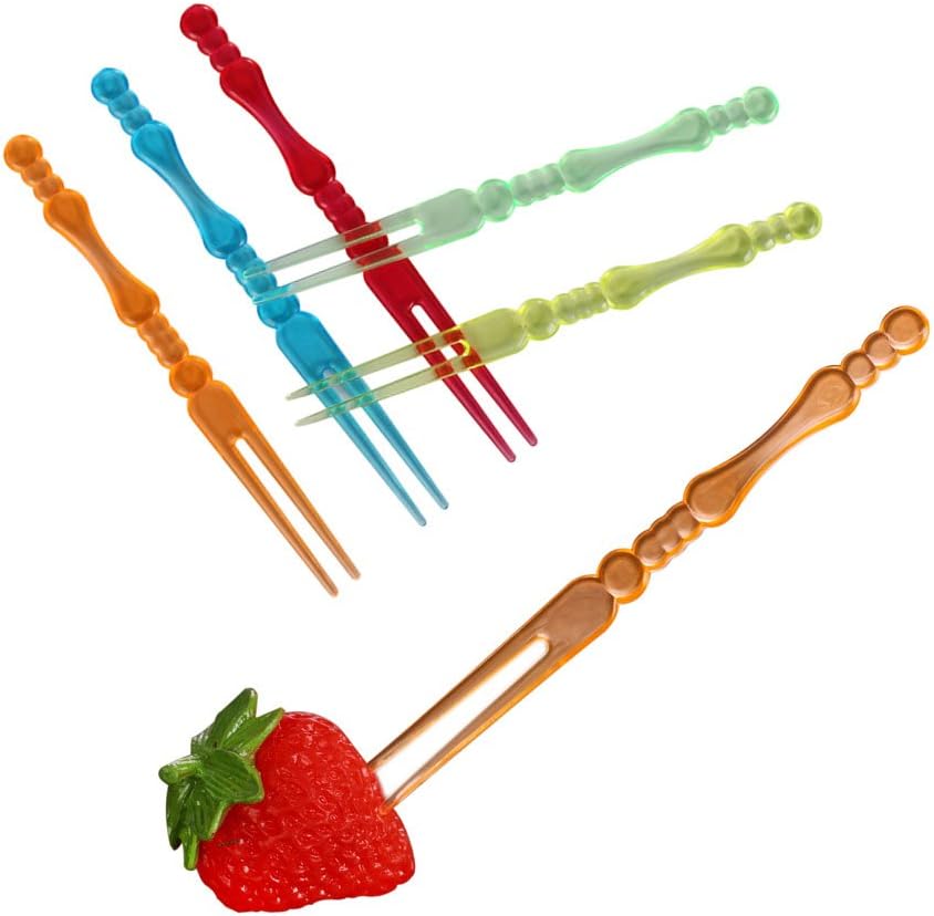 400PCS Disposable 4" Plastic Cocktail Picks Fruit Forks Cocktail Sticks
