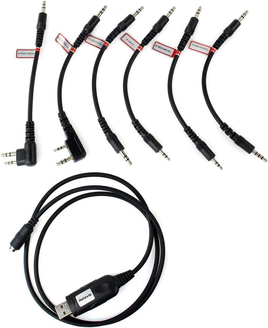 Retevis 6 in 1 USB Programming Cable with 6 Adapters Compatible with Walkie Talkie RT24 RT22 RT27 RT28 Motorola CP040 CP125 Baofeng BF-888S UV-5R KENWOOD ICOM YAESU Two Way Radio - Image 4