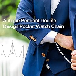 SIBOSUN Pocket Watch Double Albert Chain T Bar