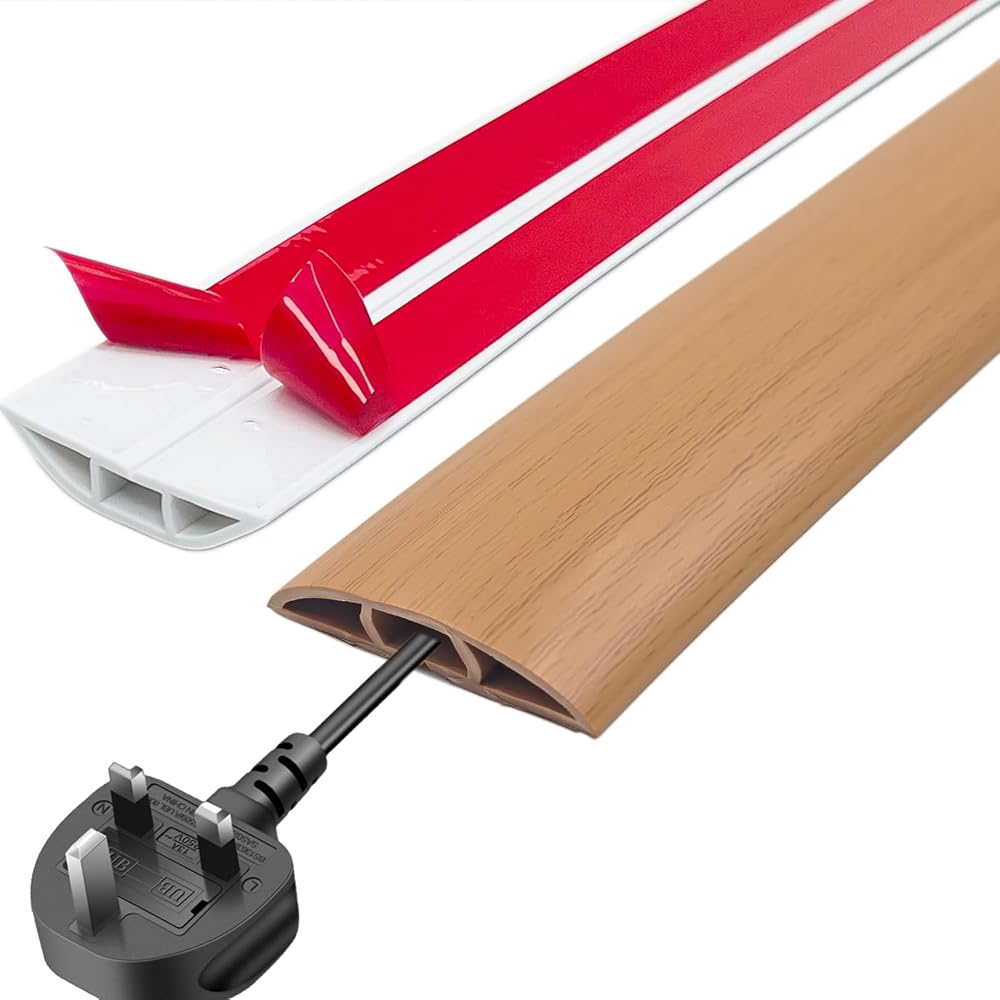 GELINTONG Floor Cord Cover 1.5m Cable Protector Trunking Hider Self-Adhesive PVC