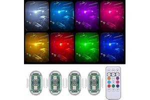 Sxlofty 4 Pcs 8 Pcs 2 Pcs Wireless LED Strobe Lights with Remote Control, High Brightness 8 Colors USB Charging Led Drone Anti-Collision Lights Night Warning Light for Car Motorcycle Aircraft Bike