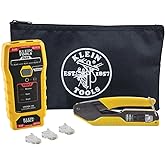 Klein Tools VDV026-813 Pass-Thru Cable Installation Kit | LAN Explorer Data Csable Tester, Pass-Thru Crimper, CAT5e/CAT6 Pass-Thru Connectors (50-Pack) and Zippered Storage Pouch