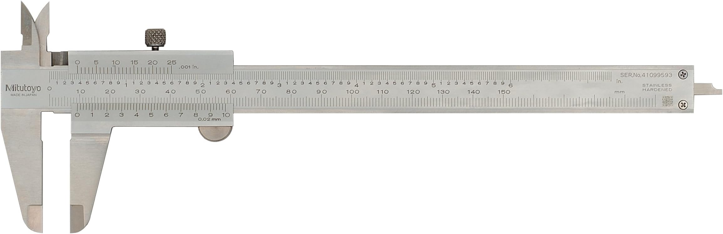 Mitutoyo 530-312CAL Vernier High-Accuracy Caliper with Calibration, Inch/Metric, Stainless Steel, 0-6" (0-150mm) Range, 0.02mm and 0.001" Graduations, +/-0.0015" (0.03mm) Accuracy, 40mm Jaw Depth