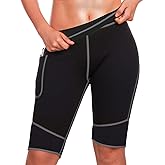 TrainingGirl Women's Hot Neoprene Sauna Sweat Shorts with Pocket Weight Loss Slimming Pants Workout Body Shaper Yoga Leggings