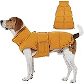 FUAMEY Dog Puffer Jacket for Medium Dogs,Dog Cold Weather Coats Winter Dogs Down Jackets Waterproof Pet Snowsuits Warm Puppy Winter Vest Turtleneck Pets Adjustable Jackets Coats Mustard Yellow M