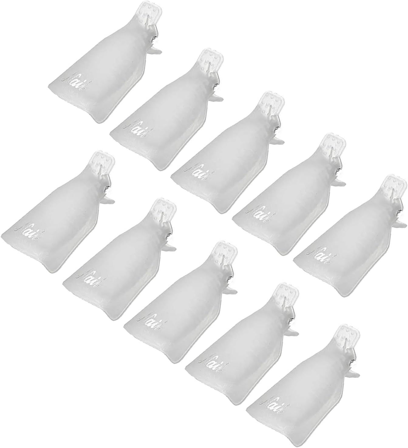 Plastic Nail Polish Remover Clips Set 10pcs Acrylic Nail Art Soak Off Cleaner Cap Clip UV Gel Polish Removal Nail Art Polish Remover Wrap (AWhite)