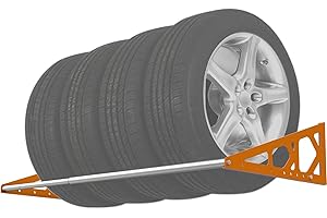 Fioracl Tire Rack Wall Mount Adjustable 31"-56" Tire Storage Rack Wall Mount wheel rack with Heavy Duty Telescopic RodsSteel 400 Pound Weight Capacity (Orange)