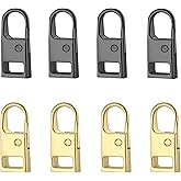 Urmspst Zipper Pull Replacement (Upgraded), 8 Pcs Detachable Zipper Pull Tabs for Boots Purse Luggage Clothing Jackets Backpacks Coat(2 Color Gold, Brilliant Black)