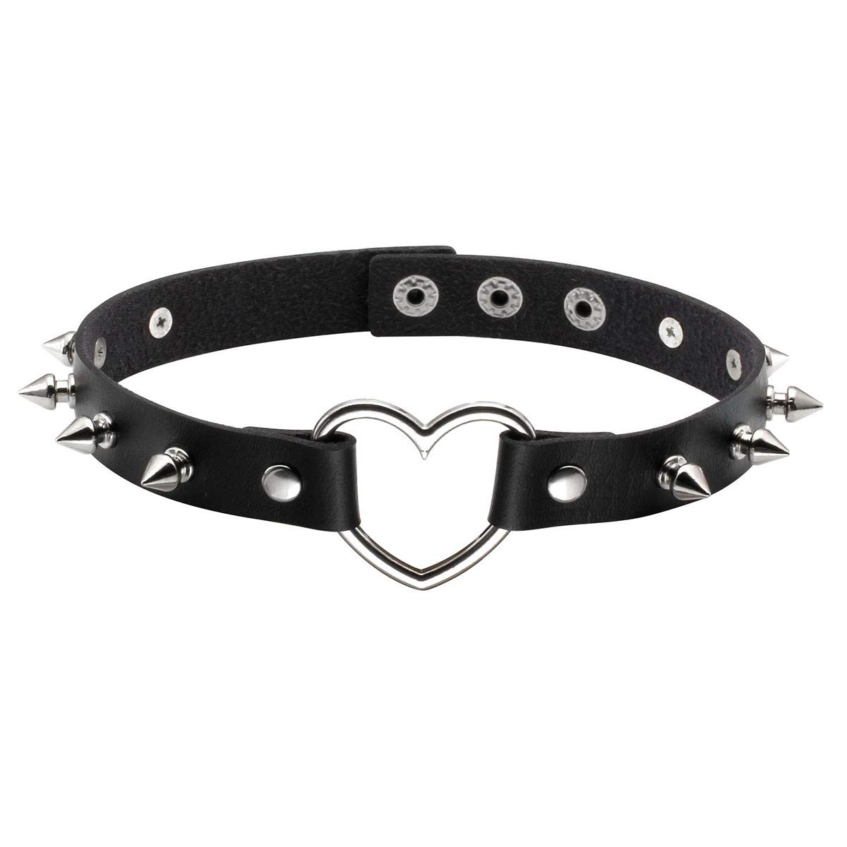 Eigso Black Punk Necklace Studded Collar Choker and Metal Spike Bracelet for Women — image 1