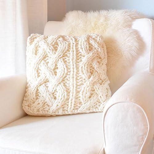 Amazon Com Chunky Cable Knit Pillow Cover Handmade