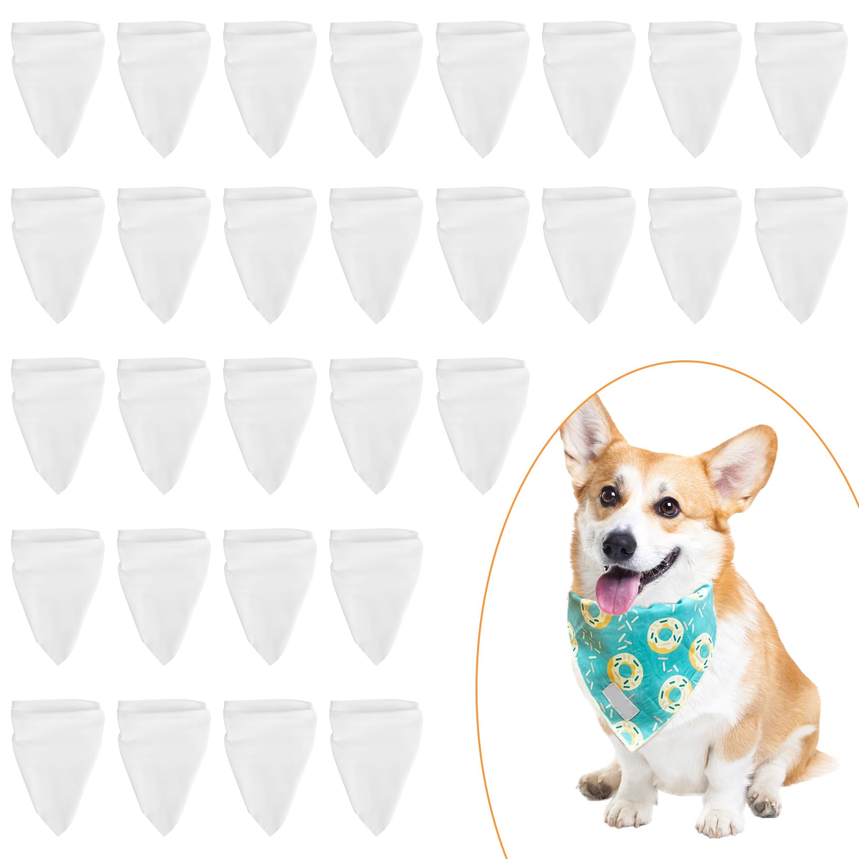 Lobamop 30 Pcs Sublimation Blank Pet Bandana Heat Transfer Washable DIY Triangle Dog Scarf Bibs Kerchief for Puppy Cats