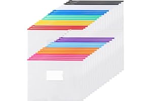 EOOUT 36pcs Plastic Envelopes Poly Zip Envelope Clear Zipper Pouches File Folders, A4, Letter Size, 11 Colors, for School and Office Supplies